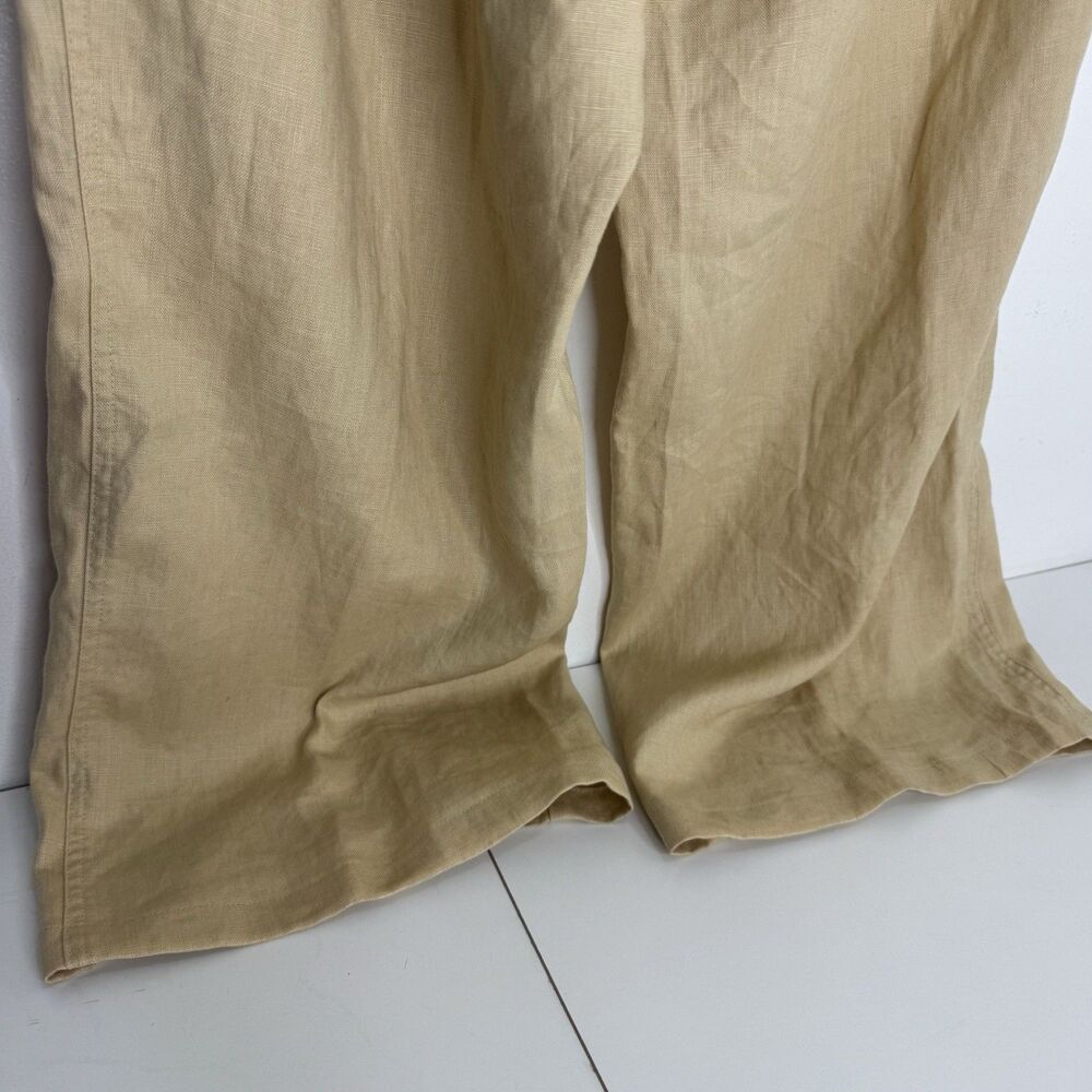 Lauren Ralph Lauren 100% Linen Wide Leg Pants 22W Brown Tan Plus Size LRL - Picture 5 of 8